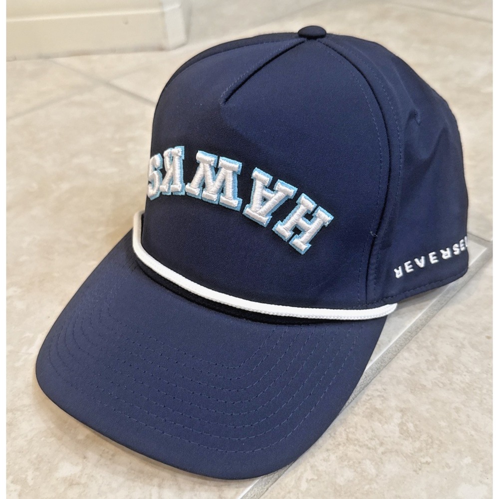 NWOT Blue White Rope Reversed Inverted Hawks‎ Baseball Cap Hat Snapback Casual